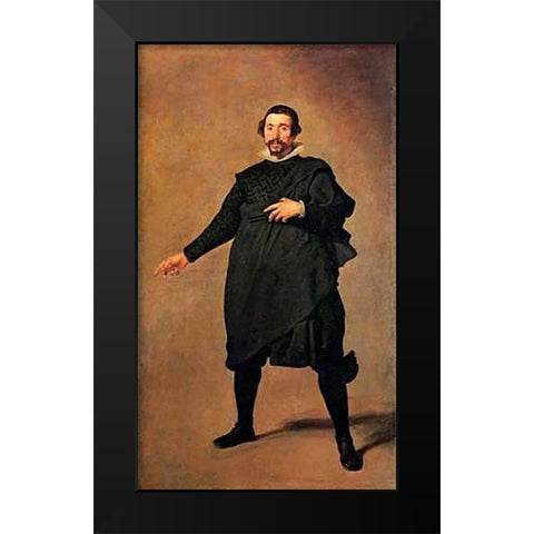 The Buffoon Pablo De Valladolid Black Modern Wood Framed Art Print by Velazquez, Diego