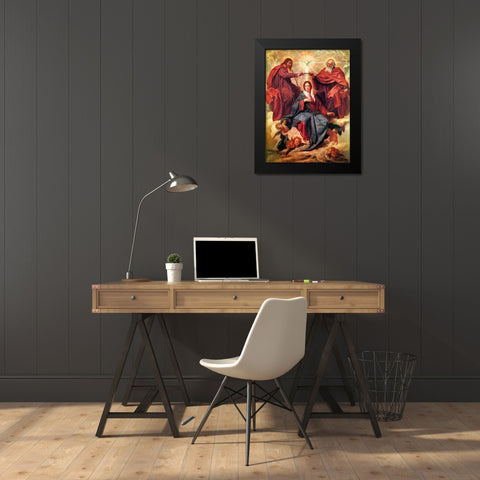 The Coronation Of The Virgin Black Modern Wood Framed Art Print by Velazquez, Diego