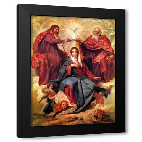 The Coronation Of The Virgin Black Modern Wood Framed Art Print by Velazquez, Diego