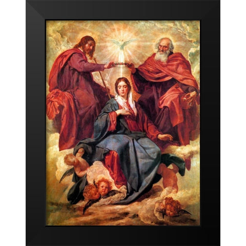 The Coronation Of The Virgin Black Modern Wood Framed Art Print by Velazquez, Diego