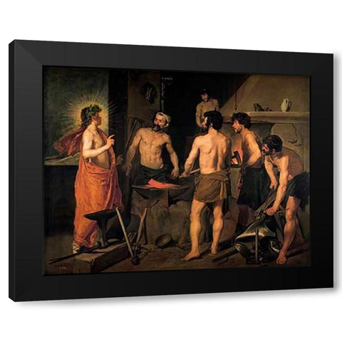 The Forge Of Vulcan Black Modern Wood Framed Art Print with Double Matting by Velazquez, Diego