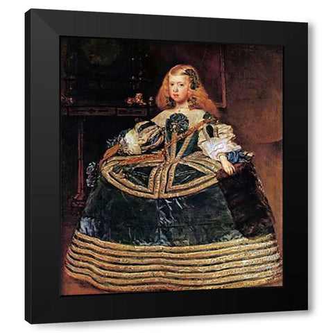 The Infanta Margarita In A Blue Dress Black Modern Wood Framed Art Print with Double Matting by Velazquez, Diego