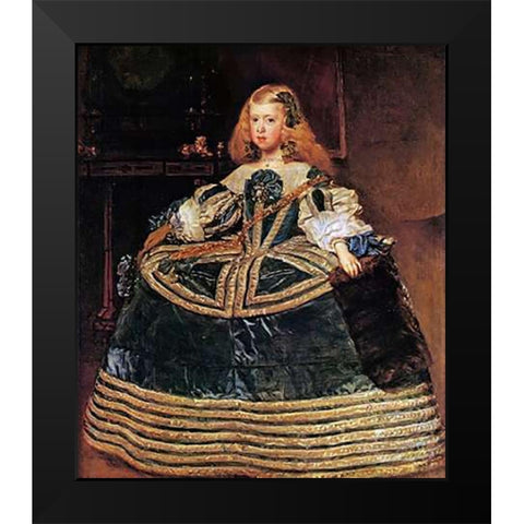 The Infanta Margarita In A Blue Dress Black Modern Wood Framed Art Print by Velazquez, Diego