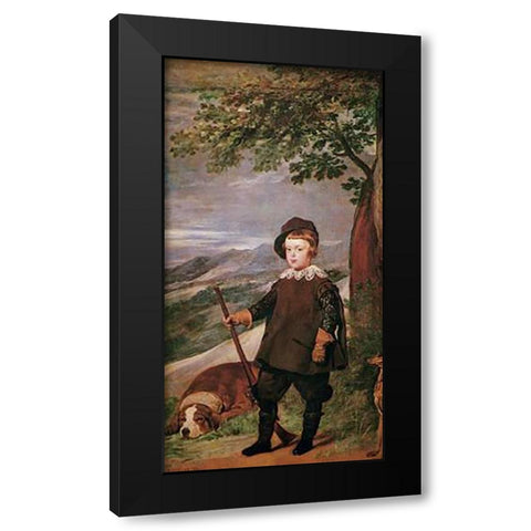 The Infante Baltasar Carlos As A Hunter Black Modern Wood Framed Art Print with Double Matting by Velazquez, Diego
