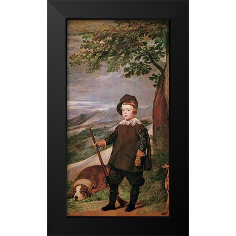 The Infante Baltasar Carlos As A Hunter Black Modern Wood Framed Art Print by Velazquez, Diego