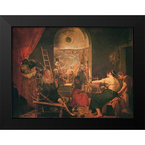 The Spinners The Fable Of Arachne Black Modern Wood Framed Art Print by Velazquez, Diego