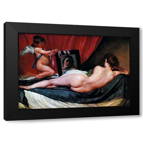 The Toilet Of Venus Black Modern Wood Framed Art Print with Double Matting by Velazquez, Diego