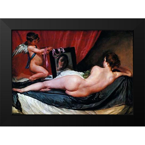 The Toilet Of Venus Black Modern Wood Framed Art Print by Velazquez, Diego