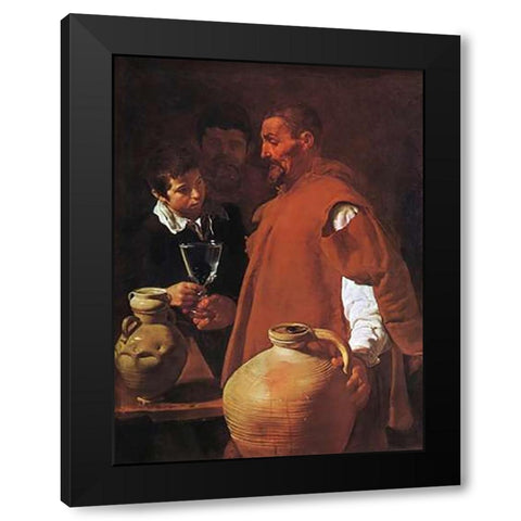 The Water Carrier Black Modern Wood Framed Art Print with Double Matting by Velazquez, Diego