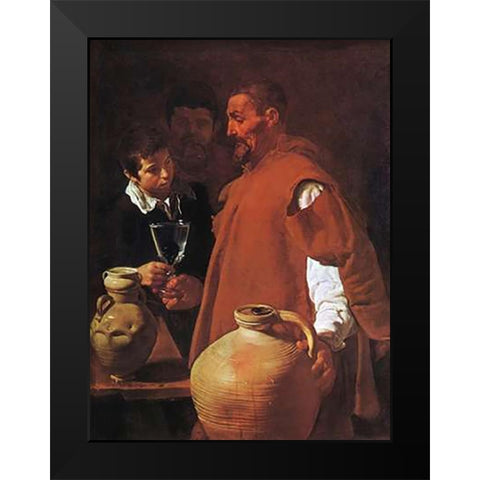 The Water Carrier Black Modern Wood Framed Art Print by Velazquez, Diego