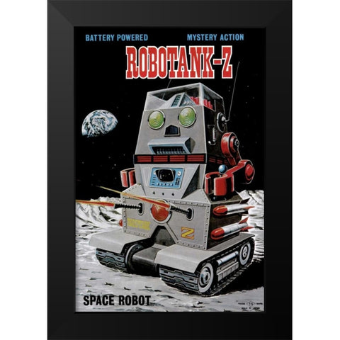 Robotank-Z Space Robot Black Modern Wood Framed Art Print by Retrobot