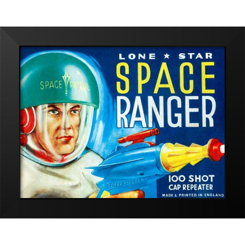 Lone Star Space Ranger 100 Shot Cap Repeater Black Modern Wood Framed Art Print by Retrobot