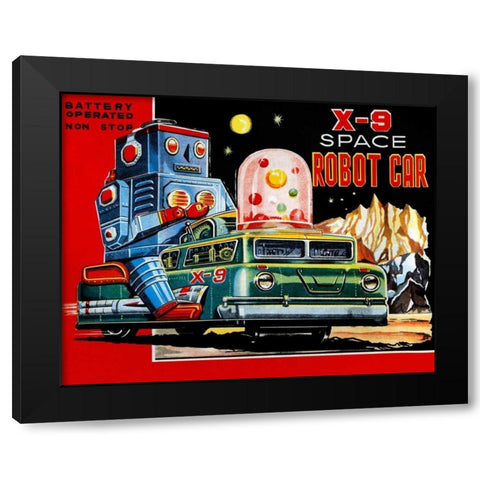 X-9 Space Robot Car Black Modern Wood Framed Art Print by Retrobot