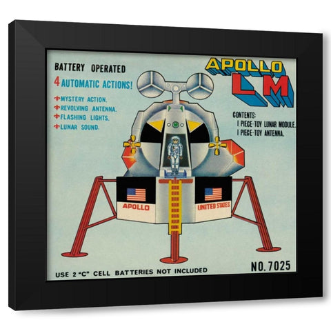 Apollo L-M (Lunar Module) Black Modern Wood Framed Art Print by Retrobot