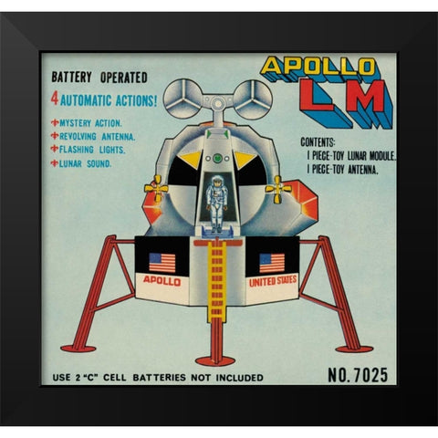 Apollo L-M (Lunar Module) Black Modern Wood Framed Art Print by Retrobot