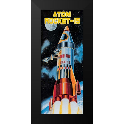 Atom Rocket-15 Black Modern Wood Framed Art Print by Retrobot