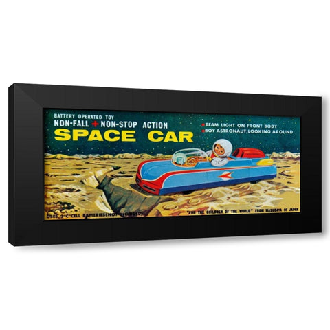 Space Car Black Modern Wood Framed Art Print by Retrobot