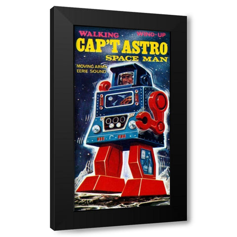 Cap t Astro Space Man Black Modern Wood Framed Art Print by Retrobot