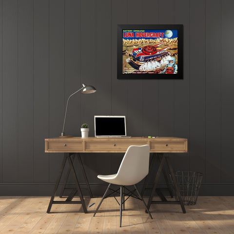 Luna Hovercraft Black Modern Wood Framed Art Print by Retrobot