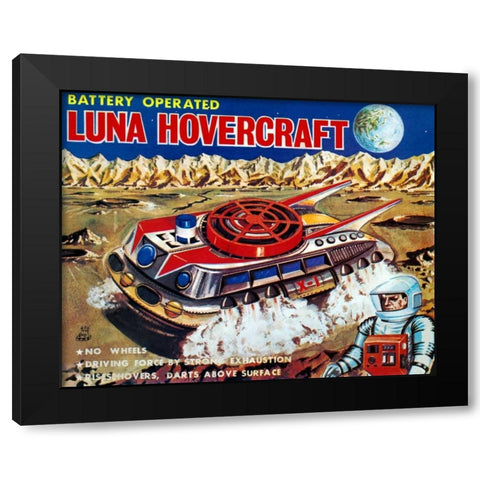 Luna Hovercraft Black Modern Wood Framed Art Print by Retrobot
