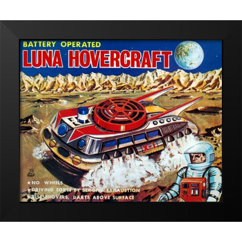 Luna Hovercraft Black Modern Wood Framed Art Print by Retrobot