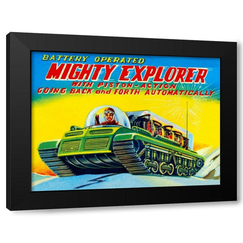 Mighty Explorer with Piston Action Black Modern Wood Framed Art Print by Retrobot