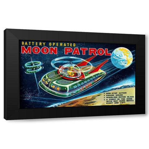 Battery Operated Moon Patrol XT-978 Black Modern Wood Framed Art Print by Retrobot