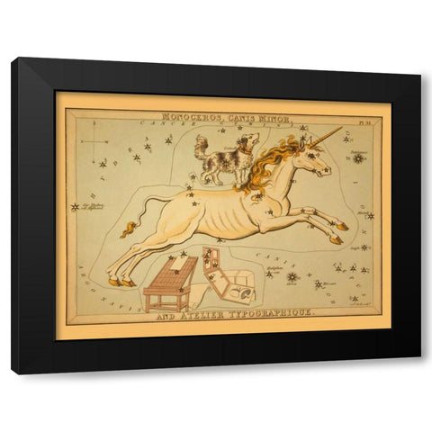 Monoceros, Canis Minor, and Atelier Typographique Black Modern Wood Framed Art Print by Aspin, Jehoshaphat