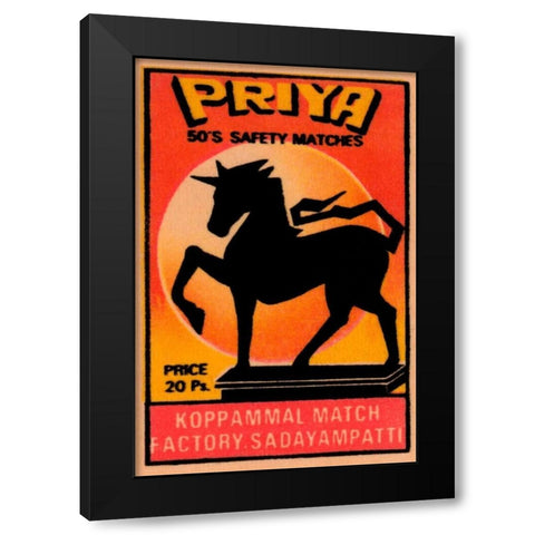 Priya 50s Safety Matches Black Modern Wood Framed Art Print with Double Matting by Phillumenart
