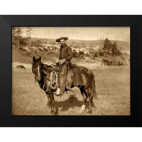 Cow Boy Black Modern Wood Framed Art Print by Grabill, John C.H.