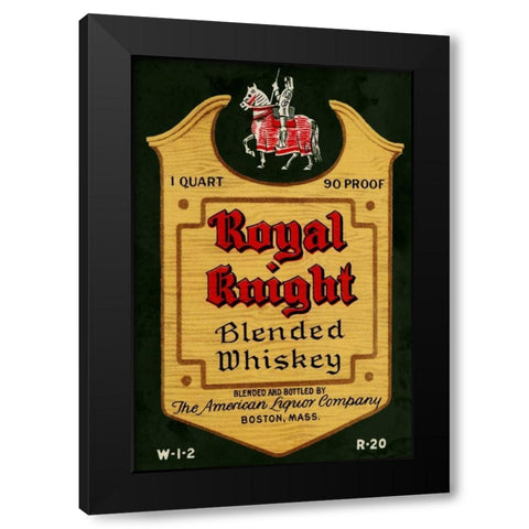 Royal Knight Blended Whiskey Black Modern Wood Framed Art Print by Vintage Booze Labels