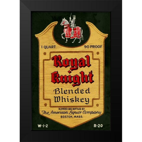 Royal Knight Blended Whiskey Black Modern Wood Framed Art Print by Vintage Booze Labels