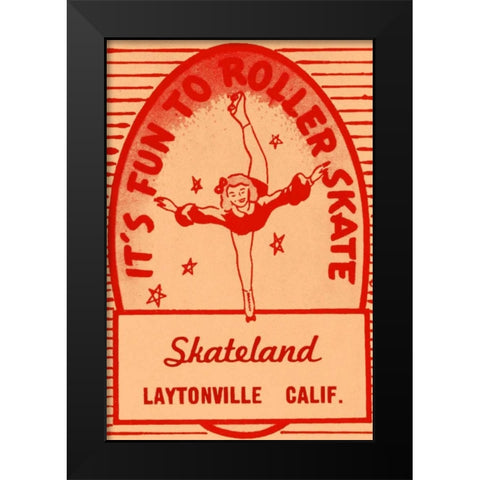 Its Fun To Roller Skate Black Modern Wood Framed Art Print by Retrorollers