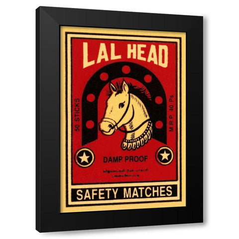 LAL Head Safety Matches Black Modern Wood Framed Art Print with Double Matting by Phillumenart