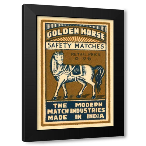Golden Horse Safety Matches Black Modern Wood Framed Art Print with Double Matting by Phillumenart