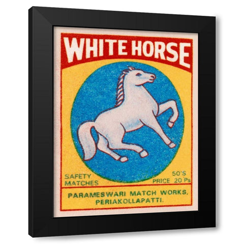 White Horse Matches Black Modern Wood Framed Art Print with Double Matting by Phillumenart