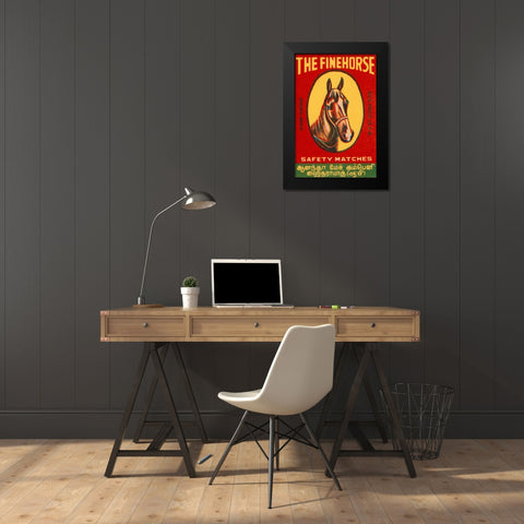 The Fine Horse Safety Matches Black Modern Wood Framed Art Print by Phillumenart