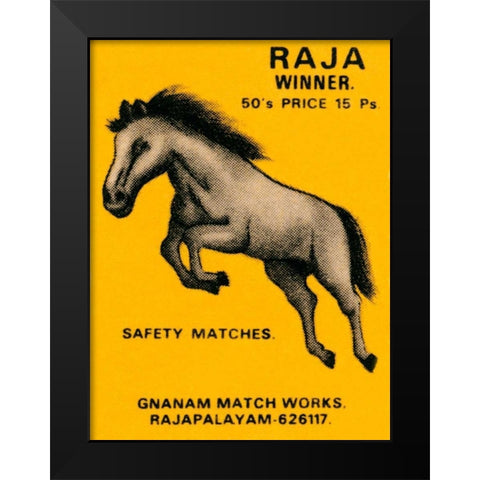 Raja Winner Safety Matches Black Modern Wood Framed Art Print by Phillumenart