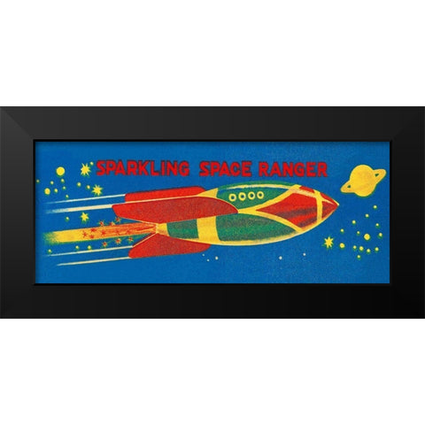 Sparkling Space Ranger Black Modern Wood Framed Art Print by Retrobot