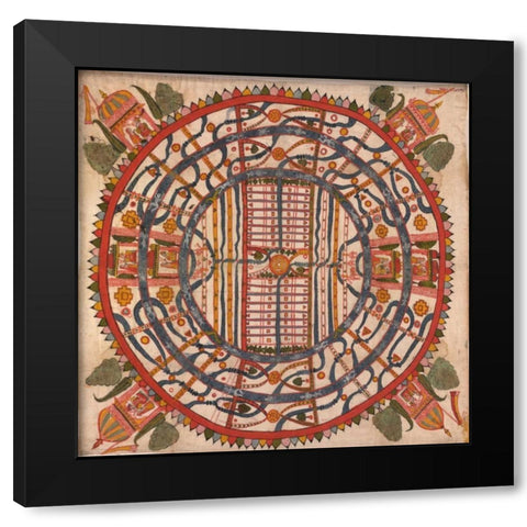 Manu?yaloka, map of the world of man, according to Jain cosmological traditions Black Modern Wood Framed Art Print by Unknown