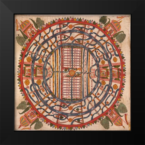 Manu?yaloka, map of the world of man, according to Jain cosmological traditions Black Modern Wood Framed Art Print by Unknown