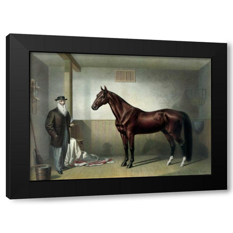 Rysdyks Hambletonian Black Modern Wood Framed Art Print with Double Matting by Currier and Ives