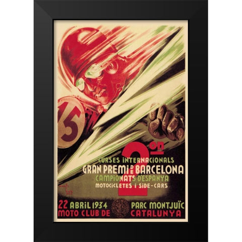 2nd International Barcelona Grand Prix Black Modern Wood Framed Art Print by Unknown