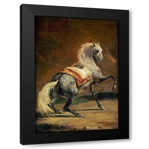 Dappled Grey Horse - Reversed Black Modern Wood Framed Art Print with Double Matting by Gericault, Theodore