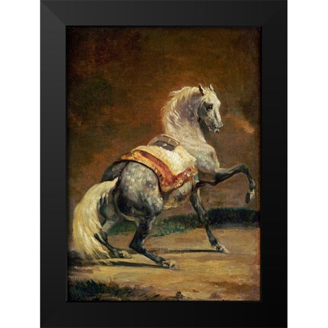 Dappled Grey Horse - Reversed Black Modern Wood Framed Art Print by Gericault, Theodore