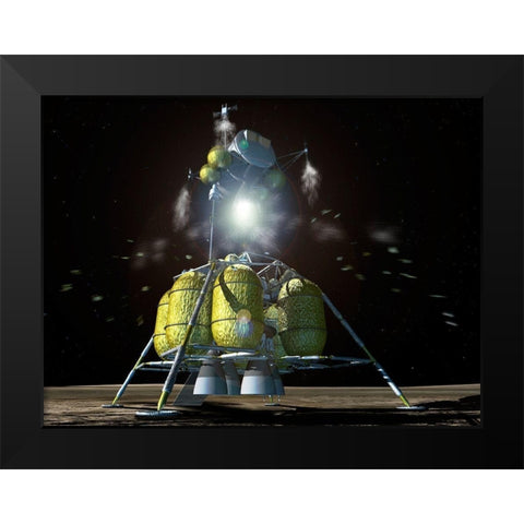 Launch of Lunar Surface Access Module (LSAM), Project Constellation Black Modern Wood Framed Art Print by NASA