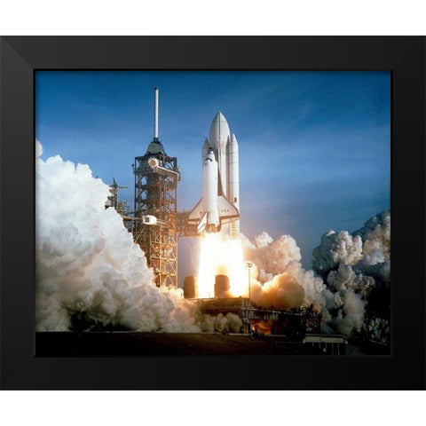 Launch of the First Flight of Space Shuttle Columbia, 1981 Black Modern Wood Framed Art Print by NASA