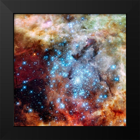 Merging Clusters in 30 Doradus Black Modern Wood Framed Art Print by NASA