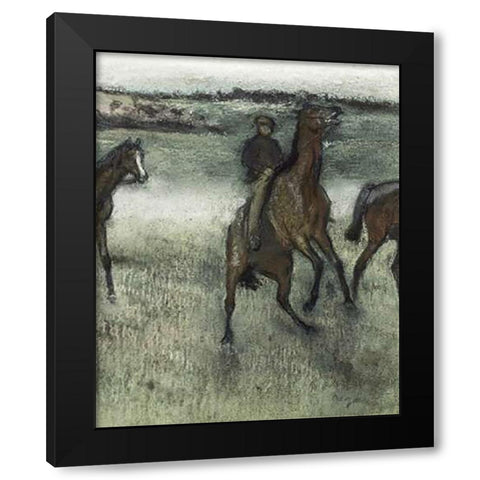 Race Horses (right) Black Modern Wood Framed Art Print with Double Matting by Degas, Edgar