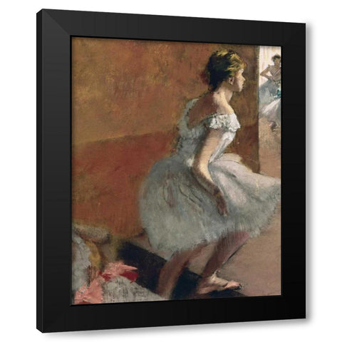 Danseuses Montant Un Escalier - center Black Modern Wood Framed Art Print with Double Matting by Degas, Edgar